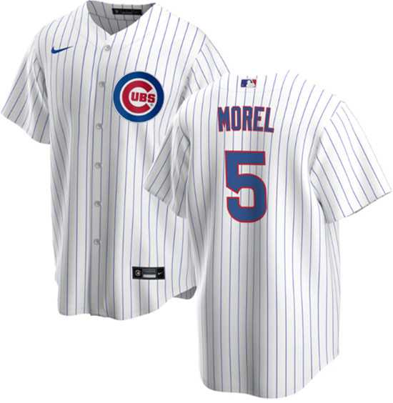 Men%27s Chicago Cubs #5 Christopher Morel Chicago White Cool Base Stitched Baseball Jersey Dzhi